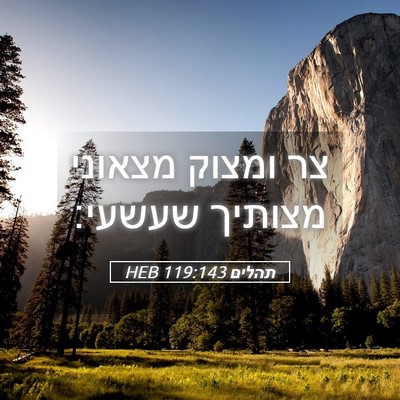 Picture 05 - תהלים 119:143 HEB - צר ומצוק מצאוני מצותיך - Bible Verse Picture