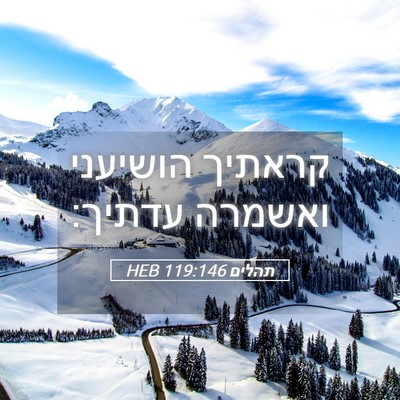 Picture 05 - תהלים 119:146 HEB - קראתיך הושיעני ואשמרה - Bible Verse Picture