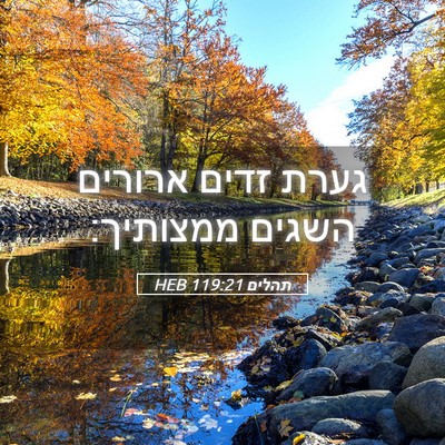 Picture 05 - תהלים 119:21 HEB - גערת זדים ארורים השגים - Bible Verse Picture