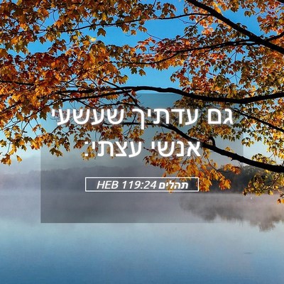 Picture 05 - תהלים 119:24 HEB - גם עדתיך שעשעי אנשי - Bible Verse Picture