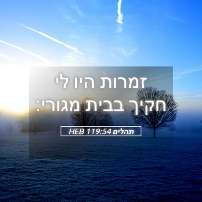 Picture 05 - תהלים 119:54 HEB - זמרות היו לי חקיך בבית - Bible Verse Picture