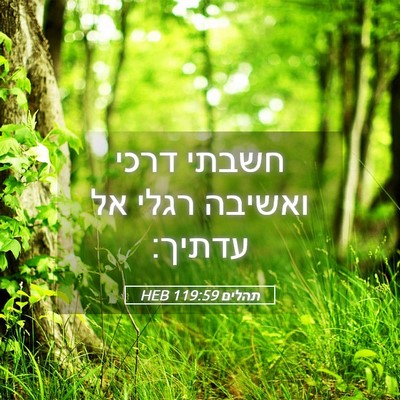 Picture 05 - תהלים 119:59 HEB - חשבתי דרכי ואשיבה רגלי אל - Bible Verse Picture