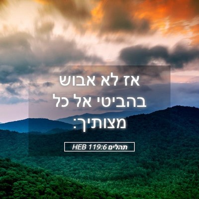 Picture 05 - תהלים 119:6 HEB - אז לא אבוש בהביטי אל כל - Bible Verse Picture