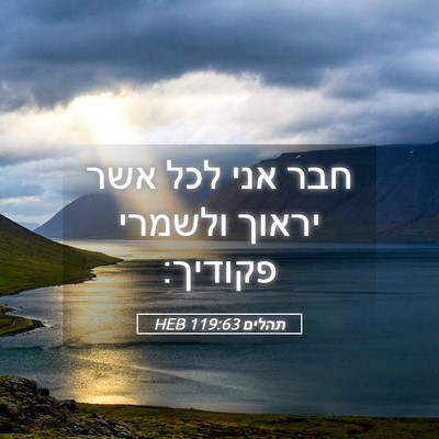 Picture 05 - תהלים 119:63 HEB - חבר אני לכל אשר יראוך - Bible Verse Picture