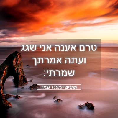 Picture 05 - תהלים 119:67 HEB - טרם אענה אני שגג ועתה אמרתך - Bible Verse Picture