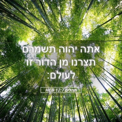 Picture 05 - תהלים 12:7 HEB - אתה יהוה תשמרם תצרנו מן - Bible Verse Picture