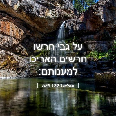 Picture 05 - תהלים 129:3 HEB - על גבי חרשו חרשים האריכו - Bible Verse Picture