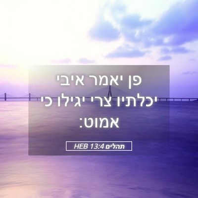 Picture 05 - תהלים 13:4 HEB - פן יאמר איבי יכלתיו צרי - Bible Verse Picture
