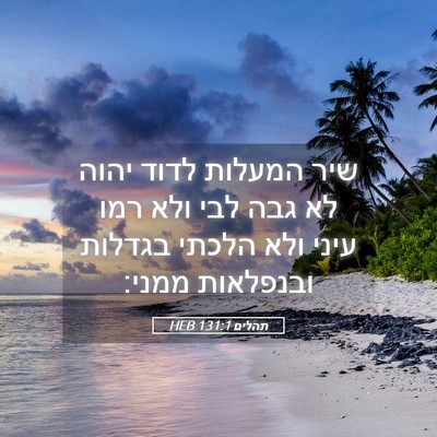 Picture 05 - תהלים 131:1 HEB - שיר המעלות לדוד יהוה לא גבה - Bible Verse Picture