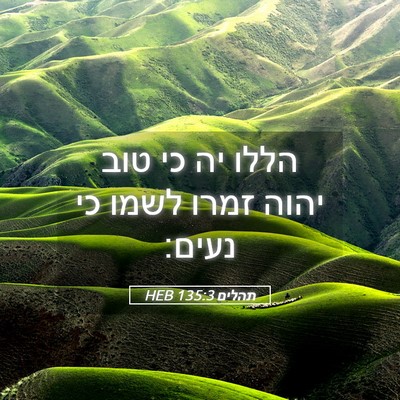 Picture 05 - תהלים 135:3 HEB - הללו יה כי טוב יהוה זמרו - Bible Verse Picture