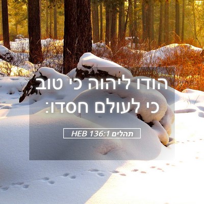 Picture 05 - תהלים 136:1 HEB - הודו ליהוה כי טוב כי לעולם - Bible Verse Picture