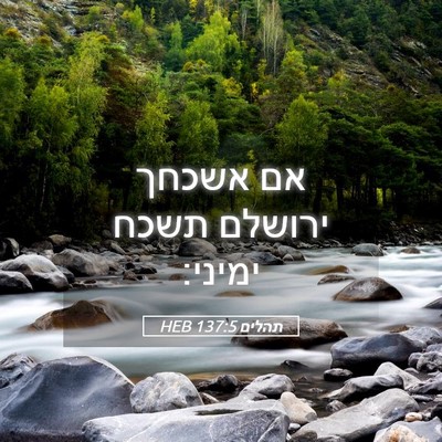 Picture 05 - תהלים 137:5 HEB - אם אשכחך ירושלם תשכח - Bible Verse Picture