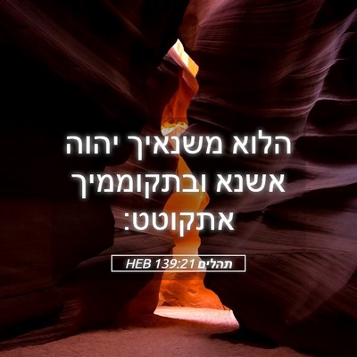 Picture 05 - תהלים 139:21 HEB - הלוא משנאיך יהוה אשנא - Bible Verse Picture