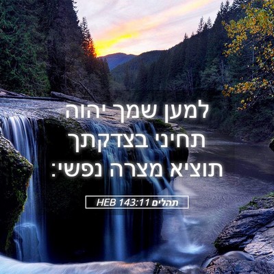 Picture 05 - תהלים 143:11 HEB - למען שמך יהוה תחיני בצדקתך - Bible Verse Picture