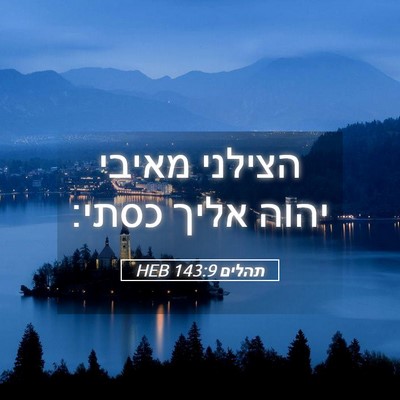 Picture 05 - תהלים 143:9 HEB - הצילני מאיבי יהוה אליך - Bible Verse Picture