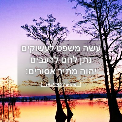 Picture 05 - תהלים 146:7 HEB - עשה משפט לעשוקים נתן לחם - Bible Verse Picture