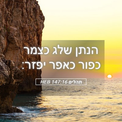 Picture 05 - תהלים 147:16 HEB - הנתן שלג כצמר כפור כאפר - Bible Verse Picture