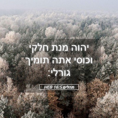 Picture 05 - תהלים 16:5 HEB - יהוה מנת חלקי וכוסי אתה - Bible Verse Picture
