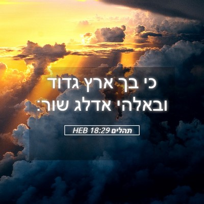 Picture 05 - תהלים 18:29 HEB - כי בך ארץ גדוד ובאלהי אדלג - Bible Verse Picture