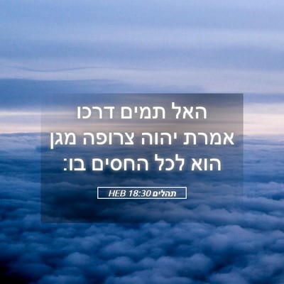 Picture 05 - תהלים 18:30 HEB - האל תמים דרכו אמרת יהוה - Bible Verse Picture