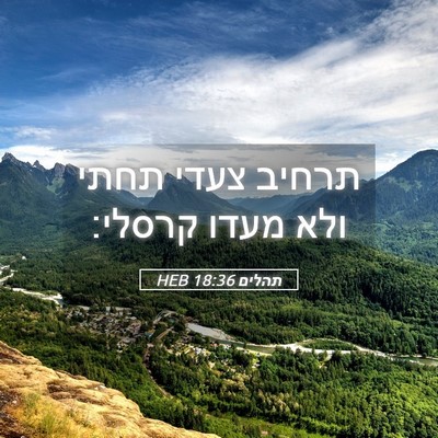 Picture 05 - תהלים 18:36 HEB - תרחיב צעדי תחתי ולא מעדו - Bible Verse Picture