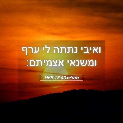 Picture 05 - תהלים 18:40 HEB - ואיבי נתתה לי ערף ומשנאי - Bible Verse Picture