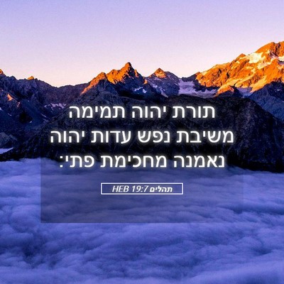 Picture 05 - תהלים 19:7 HEB - תורת יהוה תמימה משיבת נפש - Bible Verse Picture