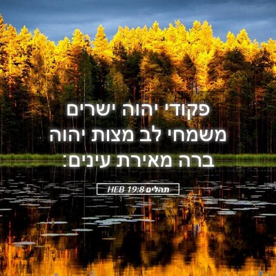 Picture 05 - תהלים 19:8 HEB - פקודי יהוה ישרים משמחי לב - Bible Verse Picture