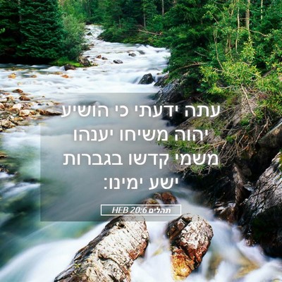 Picture 05 - תהלים 20:6 HEB - עתה ידעתי כי הושיע יהוה - Bible Verse Picture