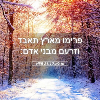 Picture 05 - תהלים 21:10 HEB - פרימו מארץ תאבד וזרעם מבני - Bible Verse Picture