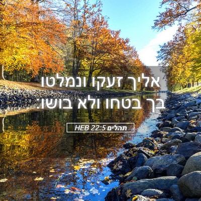 Picture 05 - תהלים 22:5 HEB - אליך זעקו ונמלטו בך בטחו - Bible Verse Picture