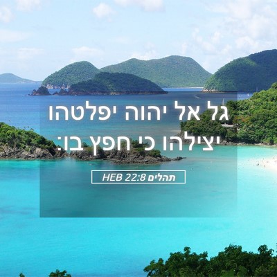 Picture 05 - תהלים 22:8 HEB - גל אל יהוה יפלטהו יצילהו כי - Bible Verse Picture