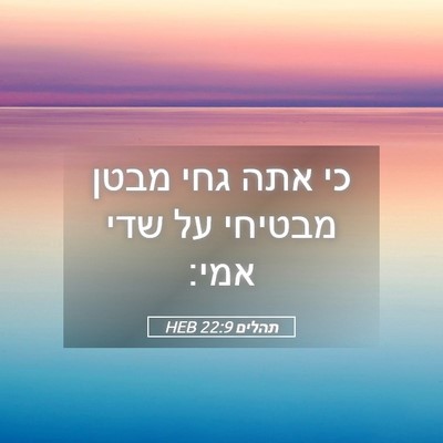 Picture 05 - תהלים 22:9 HEB - כי אתה גחי מבטן מבטיחי על - Bible Verse Picture