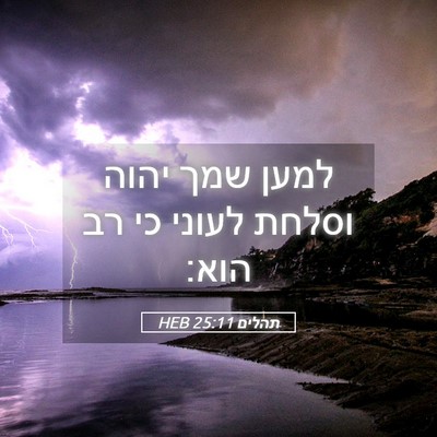 Picture 05 - תהלים 25:11 HEB - למען שמך יהוה וסלחת לעוני - Bible Verse Picture