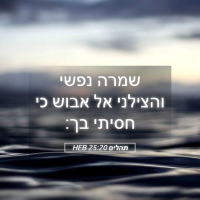 Picture 05 - תהלים 25:20 HEB - שמרה נפשי והצילני אל אבוש - Bible Verse Picture