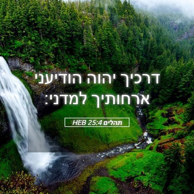 Picture 05 - תהלים 25:4 HEB - דרכיך יהוה הודיעני ארחותיך - Bible Verse Picture