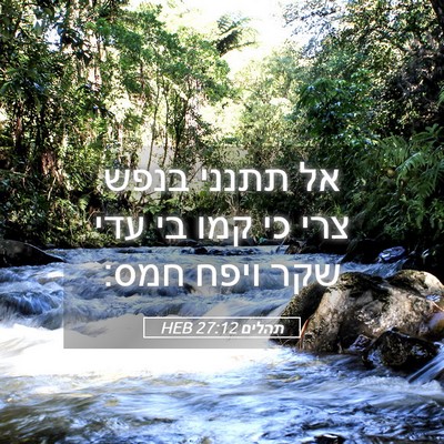Picture 05 - תהלים 27:12 HEB - אל תתנני בנפש צרי כי קמו בי - Bible Verse Picture