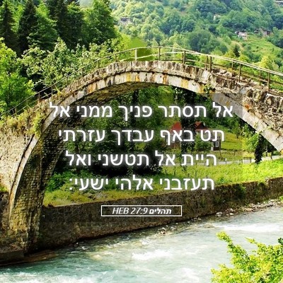 Picture 05 - תהלים 27:9 HEB - אל תסתר פניך ממני אל תט באף - Bible Verse Picture