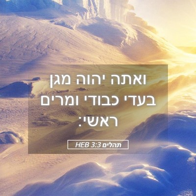 Picture 05 - תהלים 3:3 HEB - ואתה יהוה מגן בעדי כבודי - Bible Verse Picture