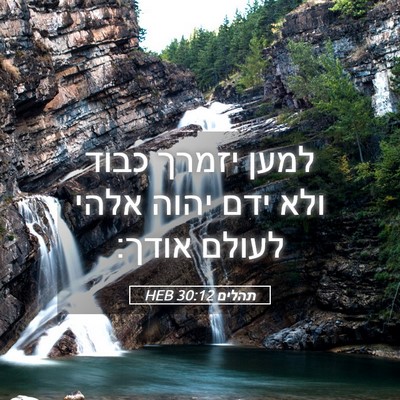 Picture 05 - תהלים 30:12 HEB - למען יזמרך כבוד ולא ידם - Bible Verse Picture