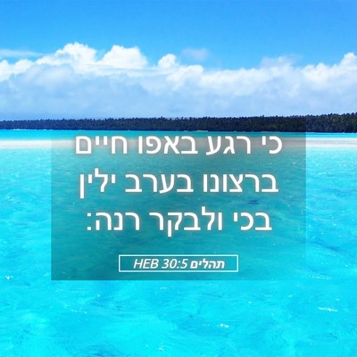 Picture 05 - תהלים 30:5 HEB - כי רגע באפו חיים ברצונו - Bible Verse Picture