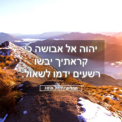 Picture 05 - תהלים 31:17 HEB - יהוה אל אבושה כי קראתיך - Bible Verse Picture