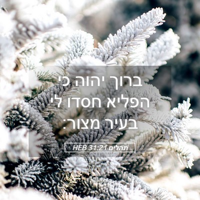 Picture 05 - תהלים 31:21 HEB - ברוך יהוה כי הפליא חסדו לי - Bible Verse Picture