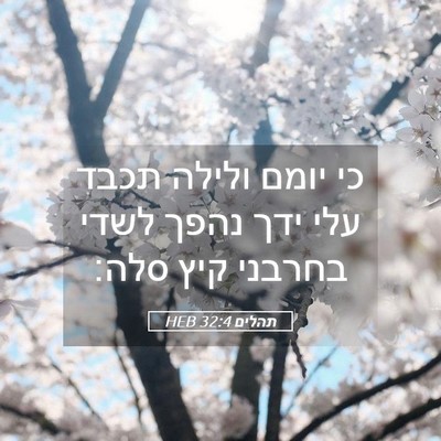 Picture 05 - תהלים 32:4 HEB - כי יומם ולילה תכבד עלי ידך - Bible Verse Picture