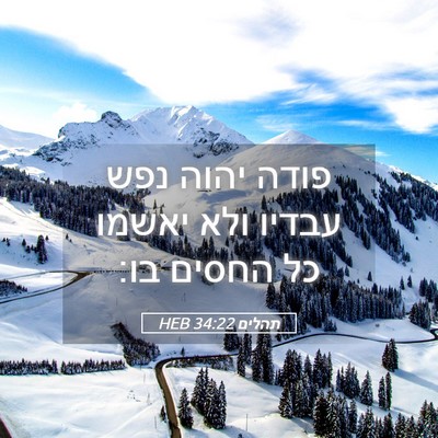 Picture 05 - תהלים 34:22 HEB - פודה יהוה נפש עבדיו ולא - Bible Verse Picture