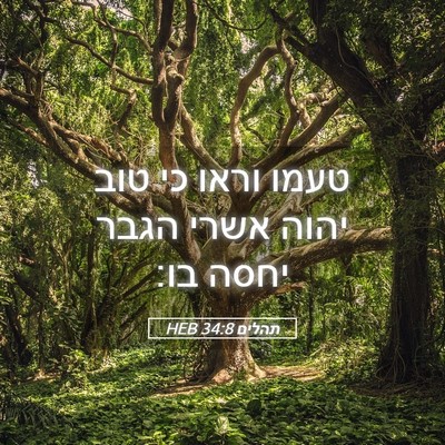 Picture 05 - תהלים 34:8 HEB - טעמו וראו כי טוב יהוה אשרי - Bible Verse Picture
