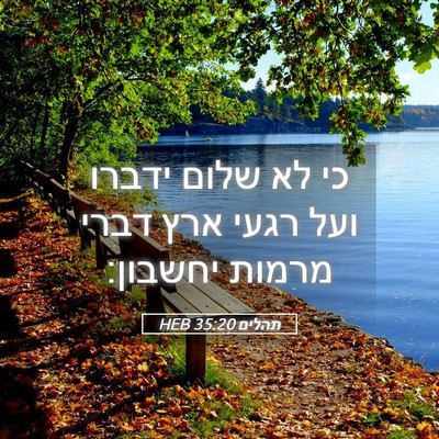 Picture 05 - תהלים 35:20 HEB - כי לא שלום ידברו ועל רגעי - Bible Verse Picture