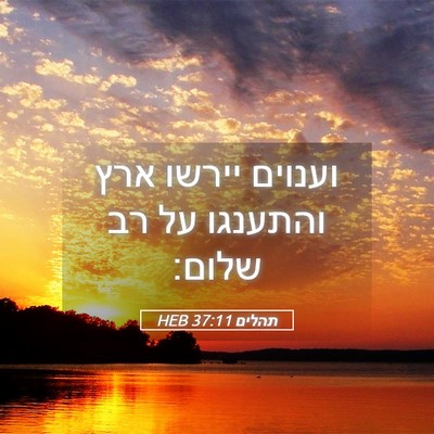 Picture 05 - תהלים 37:11 HEB - וענוים יירשו ארץ והתענגו - Bible Verse Picture