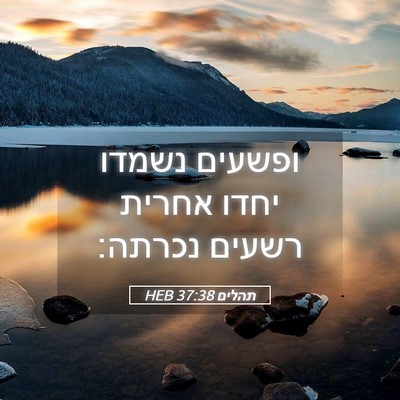 Picture 05 - תהלים 37:38 HEB - ופשעים נשמדו יחדו אחרית - Bible Verse Picture