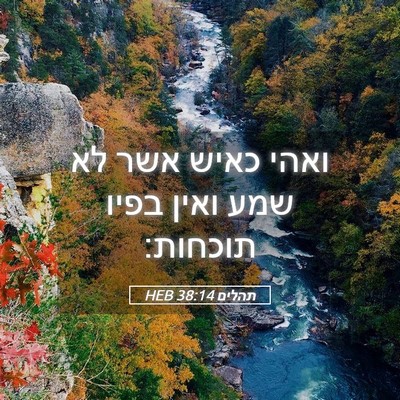 Picture 05 - תהלים 38:14 HEB - ואהי כאיש אשר לא שמע ואין - Bible Verse Picture